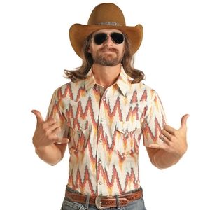 Men's Rock N Roll Cowboy Dale Brisby Aztec Short-Sleeve Button Snap Shirt